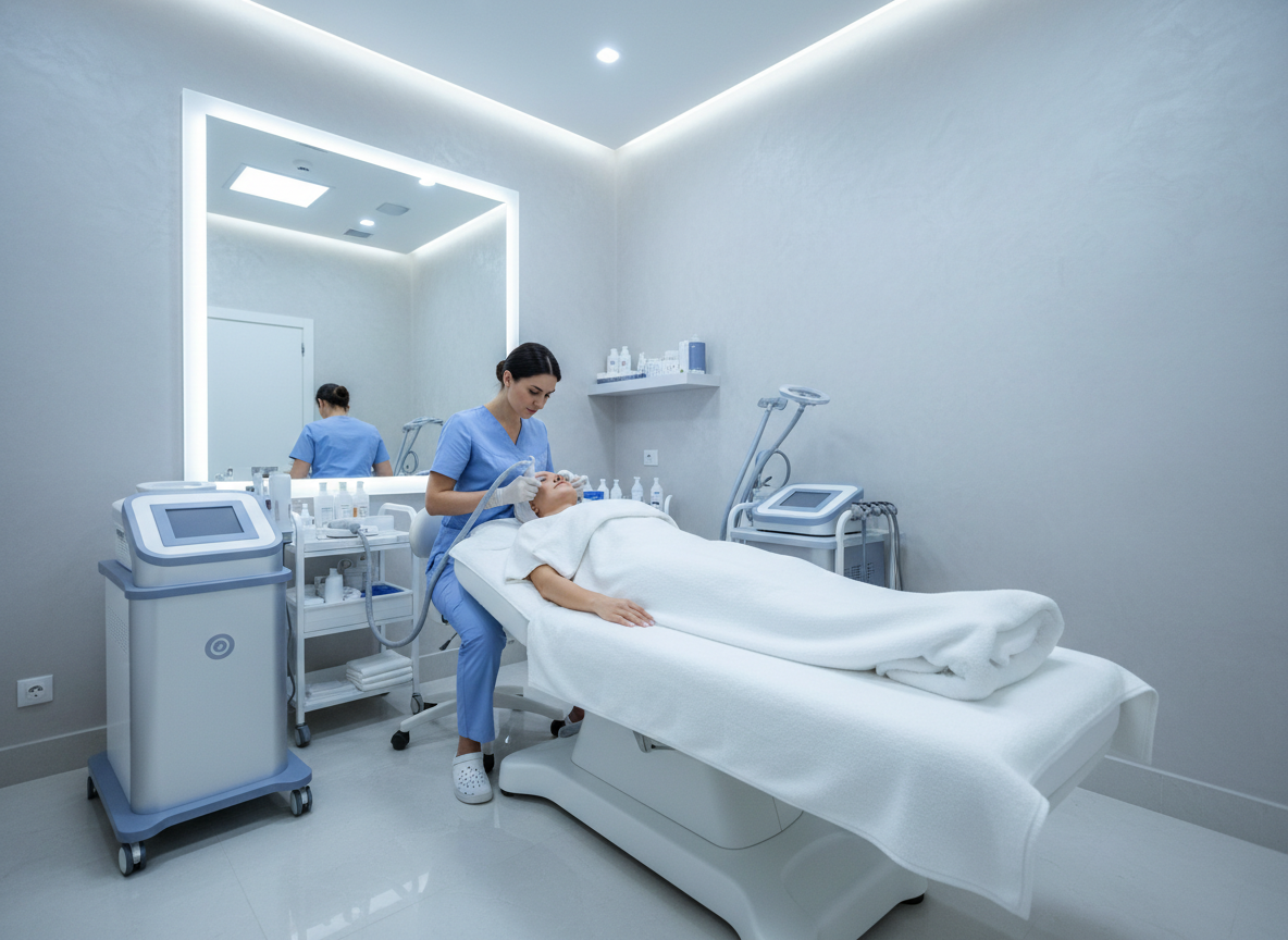 IVA depilación láser medicina estética Bilbao: equipo láser en cabina de tratamiento